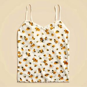 J. Crew Sweetheart Tank Budding Rose Yellow Flowers S NWT